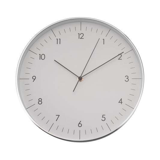 Große Wanduhr, Weiß und Silber